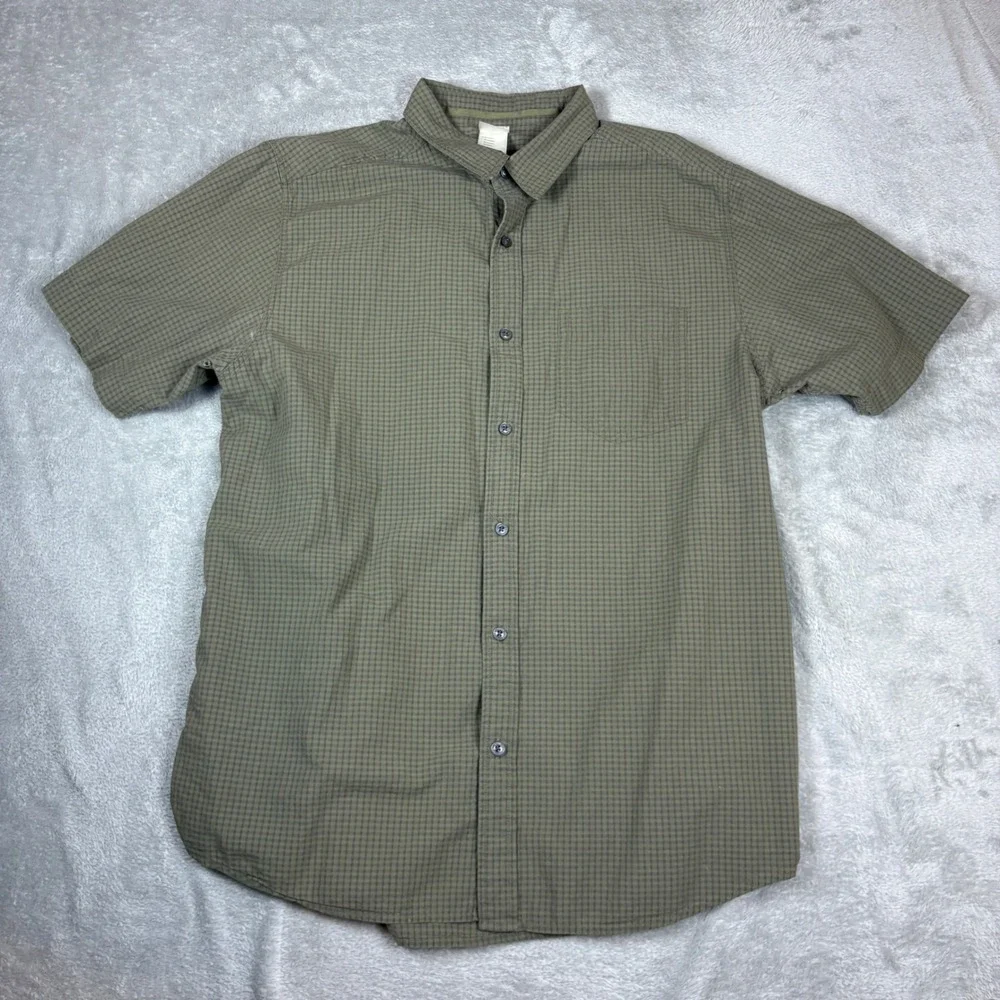 The North Face Shirts Mens L A5 Series Short Sleeve Button Up Olive Green Check